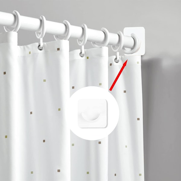 Gardinstångshållare, 4st självhäftande gardinstångsfäste, duschdraperistångshållare (Inkluderar ej duschdraperistång)