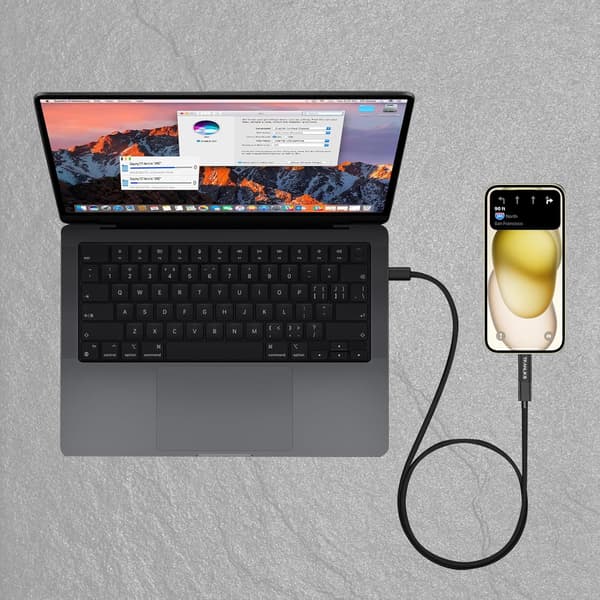 Lyn til USB C-adapter, støtter PD 60W hurtiglading og dataoverføring for 15/15 Pro/15 Plus/15 Pro Max black
