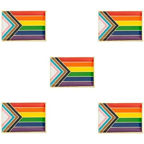 Pakke 5 Progress Pride Lapel Pin Brocher Pins Flag Badge Broche Badges (Progress Pride)