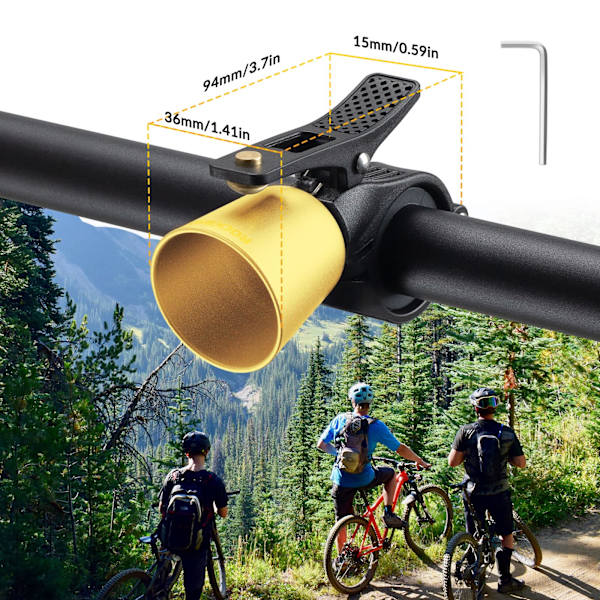 Cykelklocka, Hög Retro Cykelklocka Universal Koppar Legering Horn Vattenresistent Cykelklocka för Mountainbikes, Racercyklar, Guld gold