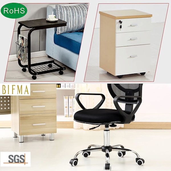 5 stk 11 mm Universal Størrelse Kontorstol Twin Caster Hjul, Erstatning, for Kontorstoler, Gaming、 Swivel Chair, RoHS og BIFMA kvalitets sertifisert.