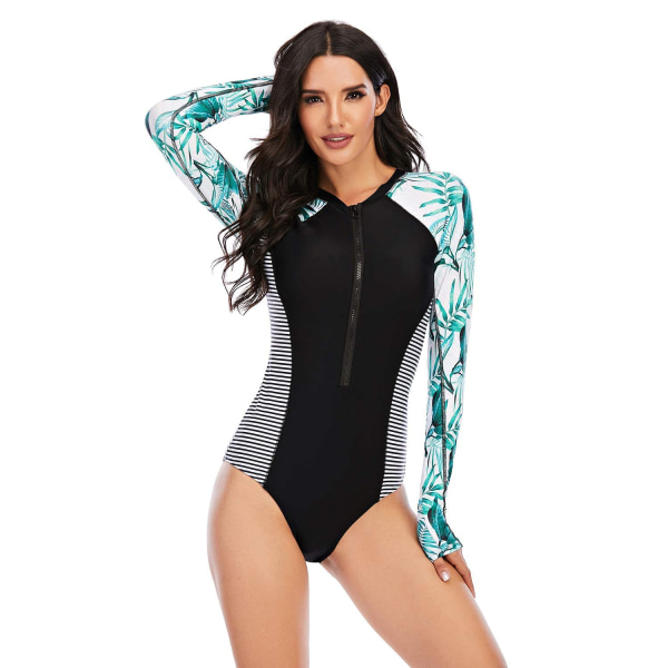 One-Piece Swimsuit for Women Long-Sleeved Swimwear,XXL