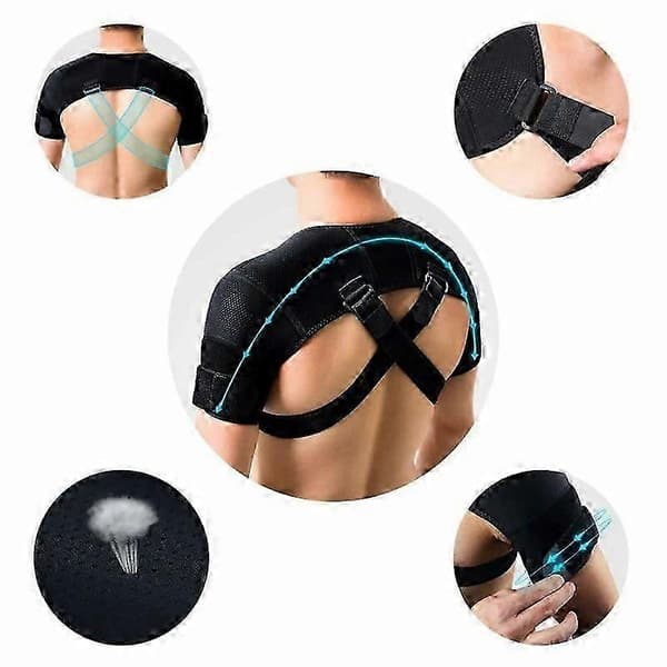 Svart dobbel skulderstøtte Rotator Cuff Arm Smertelindring Varmeterapi For Menn Og Kvinner Fleksibel