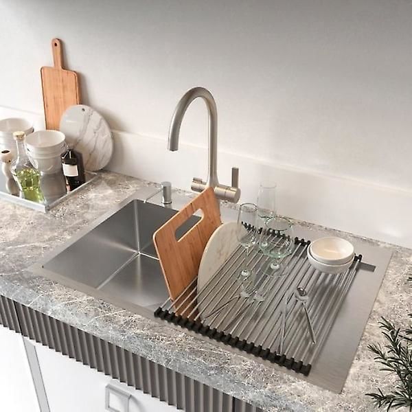 Rullbar oppvaskstativ - 52x30 cm sølv