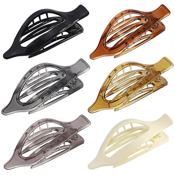 Platt hårklämmor 6 st Lay Down Claw Clips French Concord hårklämmor för tjockt hår Alligator hårklämmor för tunt hår Anka D