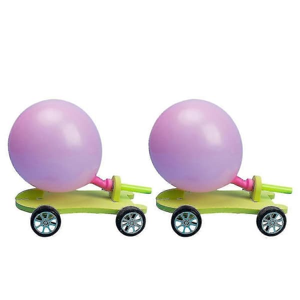 2 sæt DIY materialer Videnskabelig DIY ballonbil Børns pædagogiske DIY samlemodel billegetøj