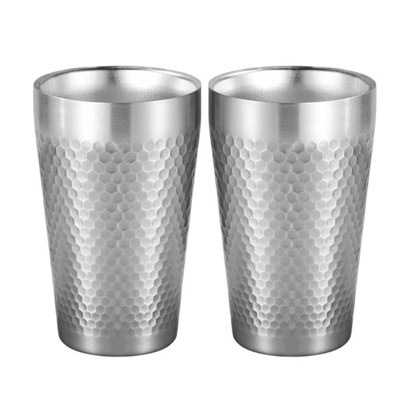 Isolerad rostfritt stålmugg - 450 ml resecampingmugg dricksmugg kaffemugg ölglas tekoppar för kalla varma drycker 2 räkningar