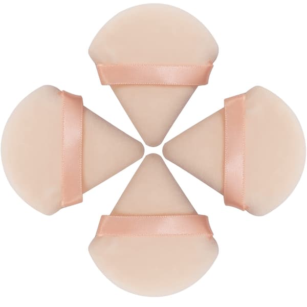 4 stk pudderpuff, trekantformede pudderpuff for presset pudder - beige