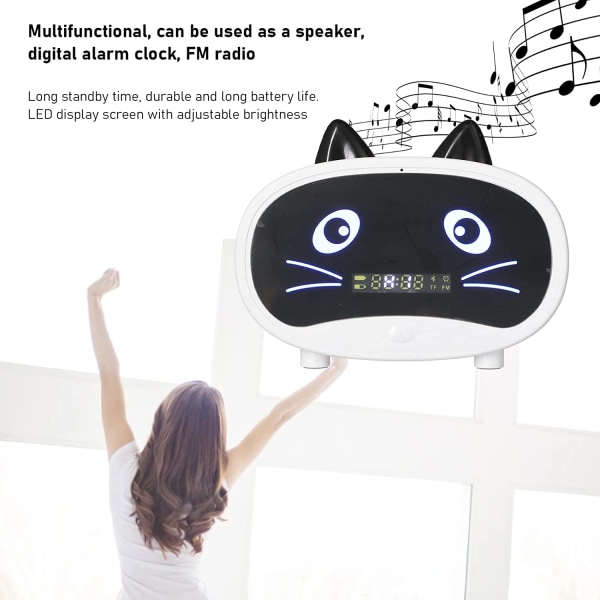 Multifunktionell trådlös väckarklocka Bluetooth högtalare (vit)