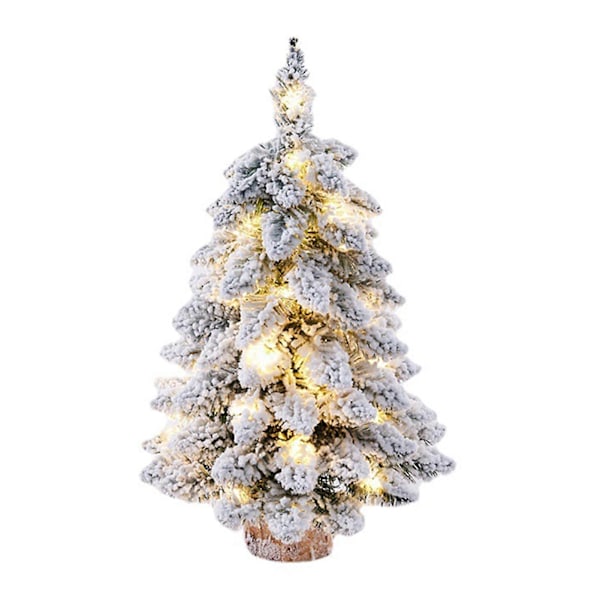 45cm Mini Flocked Forudbelyst Juletræ med Lys, Lille Nordisk Snedækkede Træ til Bord & Skrivebord Julehjem Kontor Dekoration