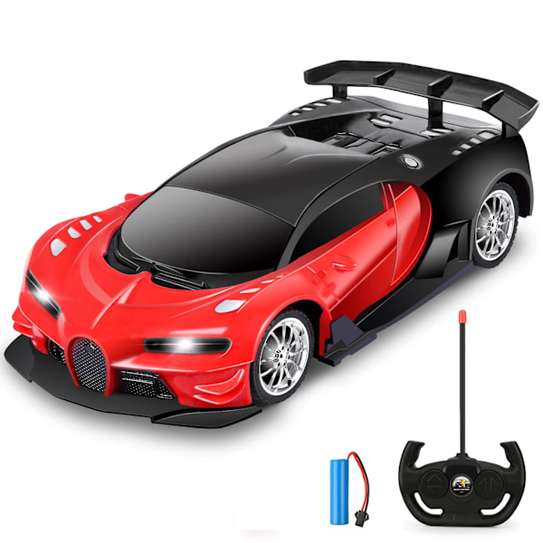 Fjärrstyrd bil för barn - 1/16 skala elektrisk fjärrstyrd leksaksracing, med LED-lampor, RC-bilgåvor för åldrarna 3 4 5 6 7 8 9 år pojkar flickor (röd) red
