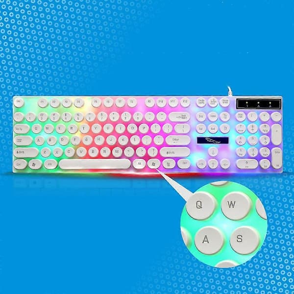 Tastatur med runde taster til pc/bærbar baggrundsbelyst tastatur til computergamere