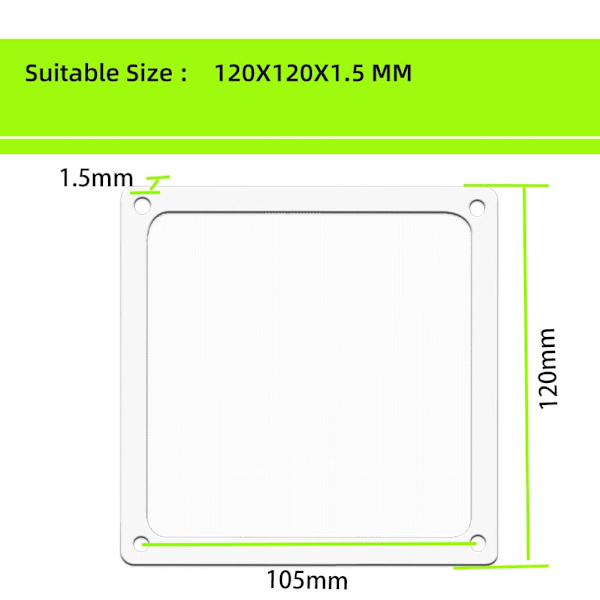 Dammfilter 120mm med skruvar för datorfläkt/PSU/routrar NYLON 80 Mesh, magnetisk ram PC-fläkt dammfilter PC-kylare filter (NYLON, 2-pack, vit)