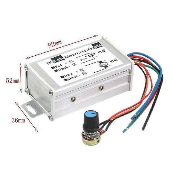DC9V 12V 24V 48V 60V 20A PWM Motorhastighetskontroller 0-1200W
