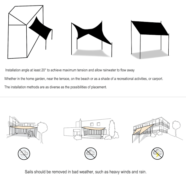 2x3m Rektangulær Solsejl, Vandtæt, Anti-UV (93% Vandafvisende), Vindbeskyttelse, Polyester UV-beskyttelse til Have, Terrasse, Camping, Grå