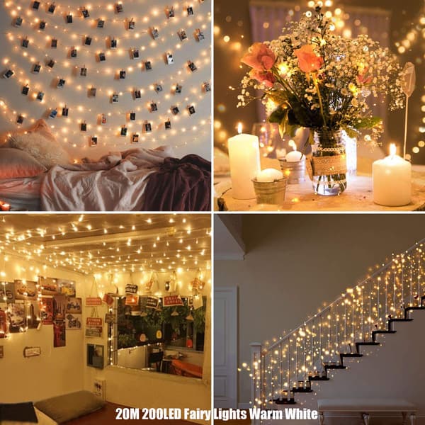 LED Slingor, 22m LED Slingor 200 LED USB-driven, Vattentäta Koppartrådsslingor för Staket Uteplats Träd Jul Fest Bröllop