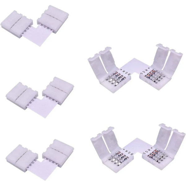 5-pakkaus RGB 5050 LED-nauha L-liittimet 4-napainen 10 mm leveä