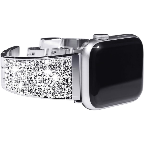 Kompatibel med Apple Watch Armband 38 mm 40 mm 41 mm, Crystal Diamond Bling-armband för damersättningsband för iwatch-serien rose gold 38/40/41MM