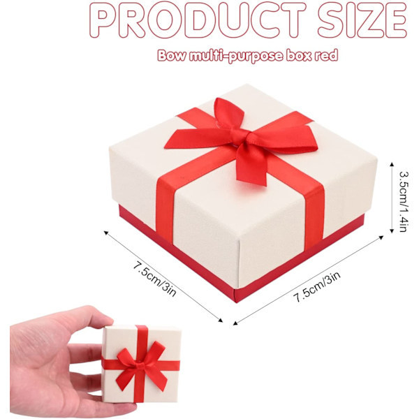 2-pack smyckeskrin med lock, 7,5x7,5x3,5 cm, röd