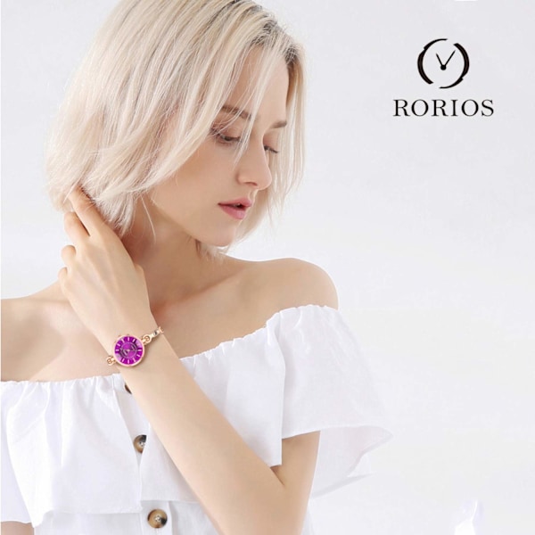 Elegant dameure til kvinder - Quartz analog ur med diamant urskive og rustfrit stål rem - Fashionable dameur - Eksklusive armbånd til kvinder