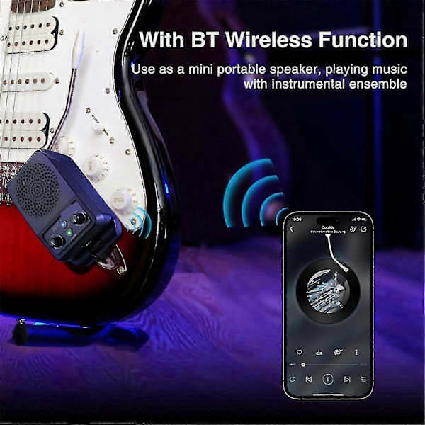 Mini Elektrisk Gitarrförstärkare 5W Portabel Gitarrförstärkare Bluetooth Inbyggd 4 Effekter Uppladdningsbar Liten Git.