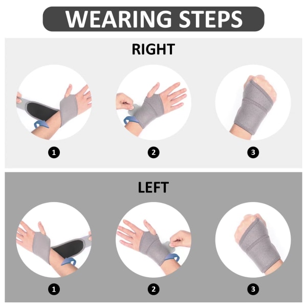 Handledsstöd Justerbar kompression av handledsstöd för kvinnor och män 1 paket karpaltunnelstöd för artrit, tendinit, smärtlindring (grå)