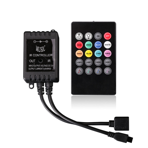 20-tasters infrarød LED RGB musikkontroller