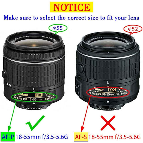 55mm objektivdæksel med holder - 2-pak