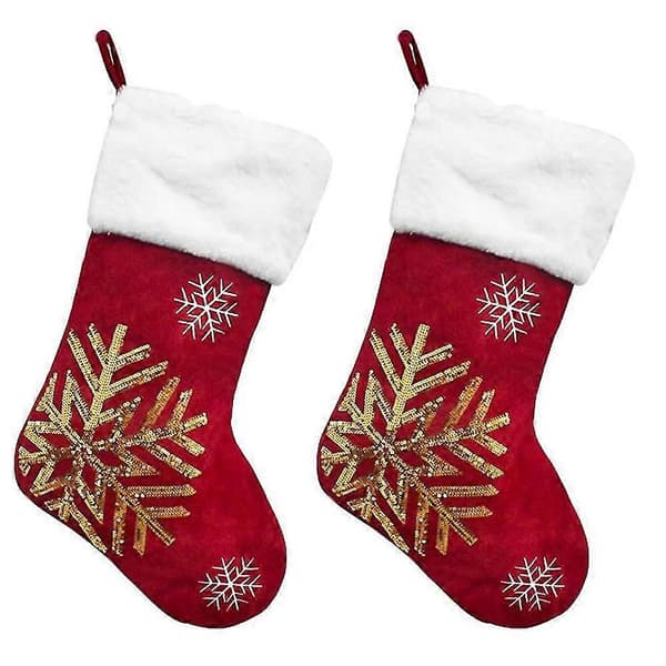 Julstrumpor Presentpåse Snöflinga Älg Flanell Broderade Julstrumpor Julklapp