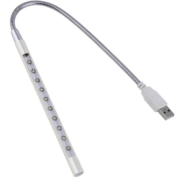 Tangentbordbelysning Laptoplampa USB LED Lång Svanhals Touch Dimmerlampa silver