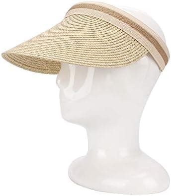 Kvinnor Stor Brätte Strand Halm Golf Solhatt Sommarkeps (Beige)