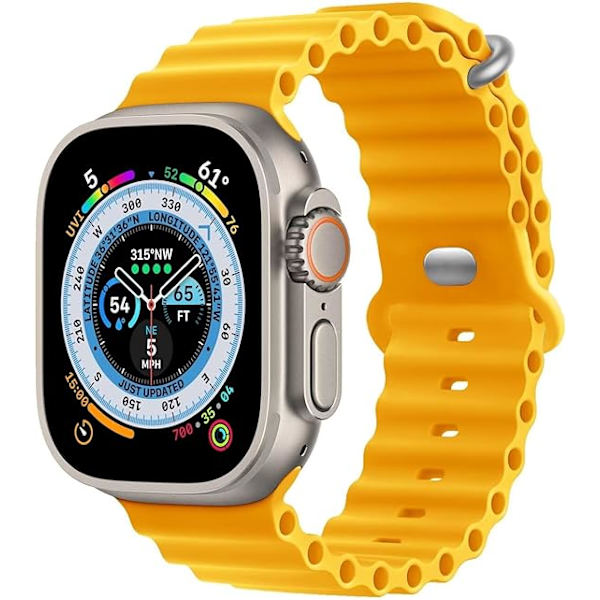 Yhteensopiva Apple Watch Ultra 2 Pack Ocean -rannekkeen kanssa 41mm 40mm 38mm, pehmeä silikoninen urheiluranneke iwatch Series Ultra 8 7 6 5 4 SE:lle black/yellow 38/40/41MM