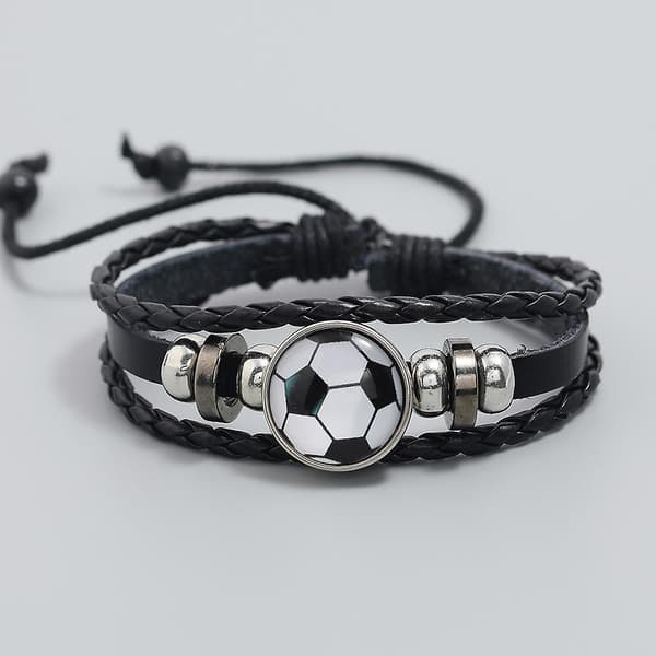 (Sort og hvid) Justerbar perlearmbånd til fodbold, design