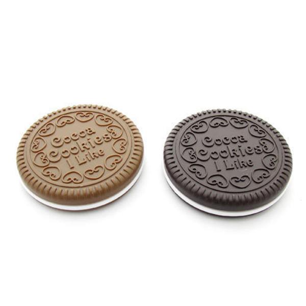 Sød cookie-formet sammenklappelig kompakt spejl bærbar makeup lommespejl kam sæt