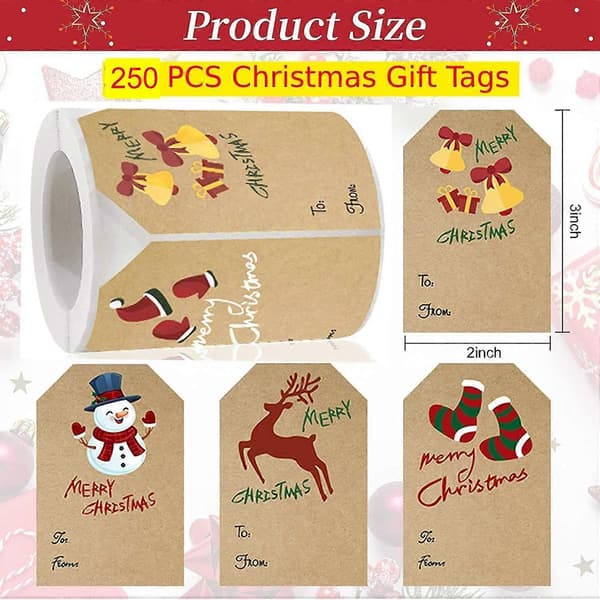 Julklappsetiketter, Julklappsetiketter, 250 st/rulle Julklappsetiketter, 6 S