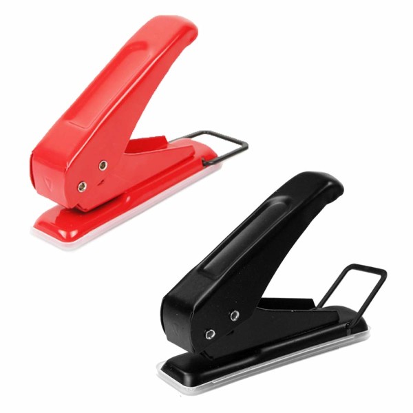 2Pcs Single Hole Punch Hand Punch 20 Sheets Punch Capacity for Craft Paper Greeting Cards Scrapbook Notbook Stationery Work（Red and Black)