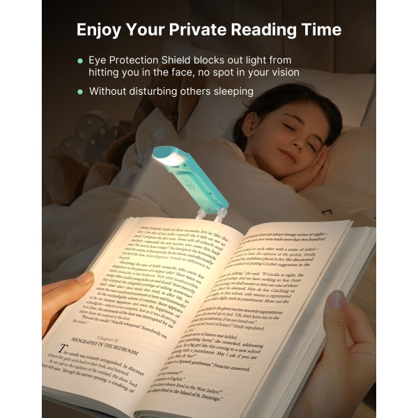 Uppladdningsbar bokläslampa, ögonvårdande läslampa på bok, bärbar LED-klämma på bokmärkeslampa för bokmaskar