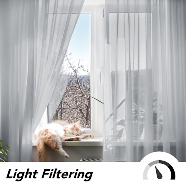 Set med 2 gardiner, transparente gardiner, ringgardiner, 260 x 140 cm
