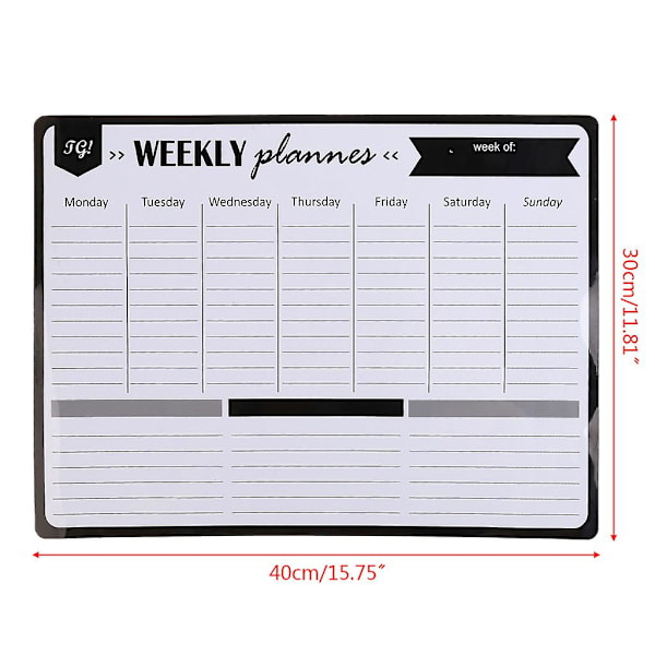 Veckoplanerare Mjuk Magnetisk Whiteboard Kylskåpsmagneter Ritning Anslagstavla Påminnelse Memoblock Kalender