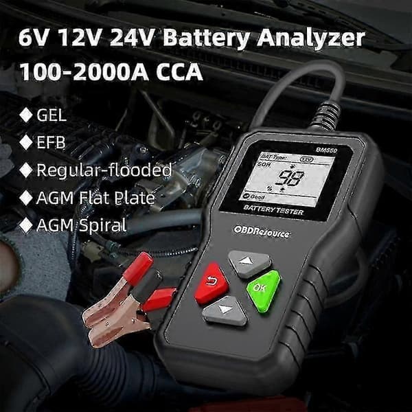 Bm550 Bilbatteritester 6v 12v 24v 100-2000 2ah-220ah Batterisystem Detekterer Auto Batterianalysator