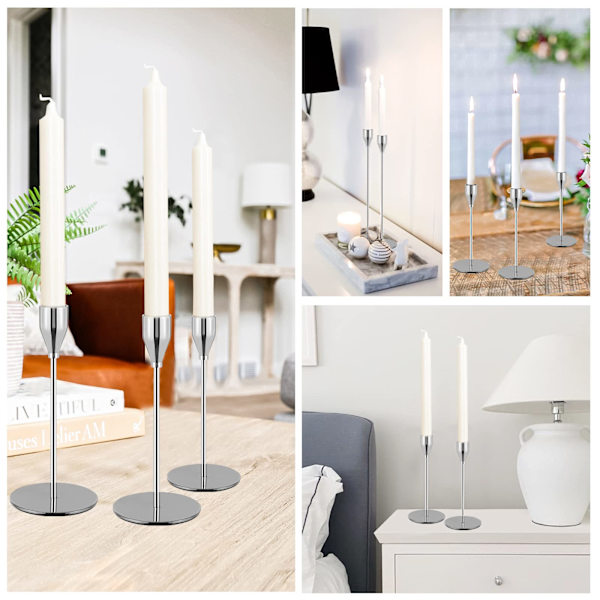 7 st guld ljushållare avsmalnande ljusstakar, metall hög ljusstake ljusstakehållare för bröllop, fest, matsal, heminredning silver