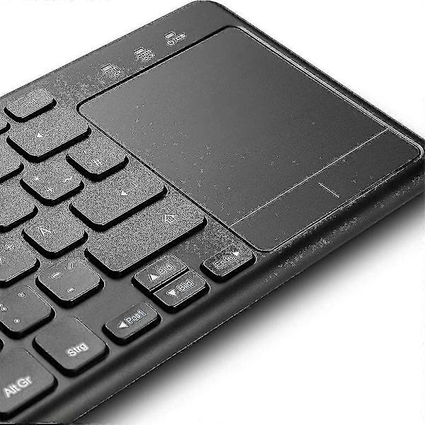 Tastatur med berøringsplate, 2,4 GHz tilkobling via USB-mottaker, programmerbare multimedietaster, Windows / Android / Chromeos