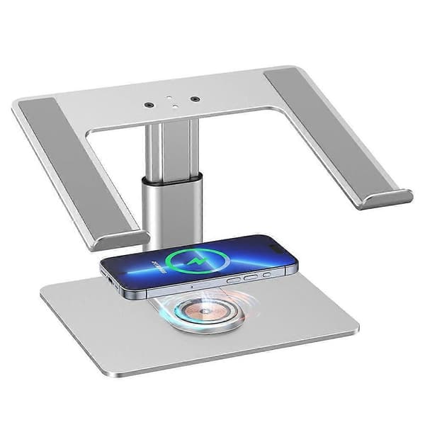 E7BW 15W Trådløs Lader Aluminium Legering Skrivebordsstativ Laptop Riser - Svart