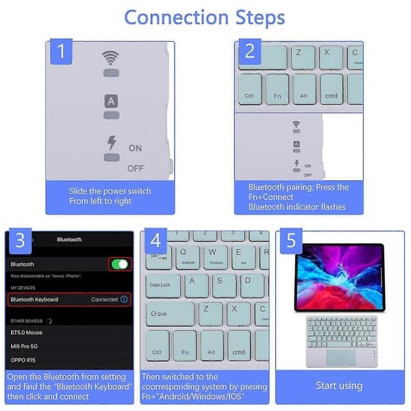 Trådløst Bluetooth-kompatibelt tastatur med touchpad USB genopladelig indbygget multi-touch til pc bærbar computer