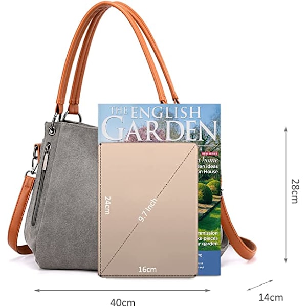 Skuldertaske til kvinder Stor Canvas Tote Taske (Grå)