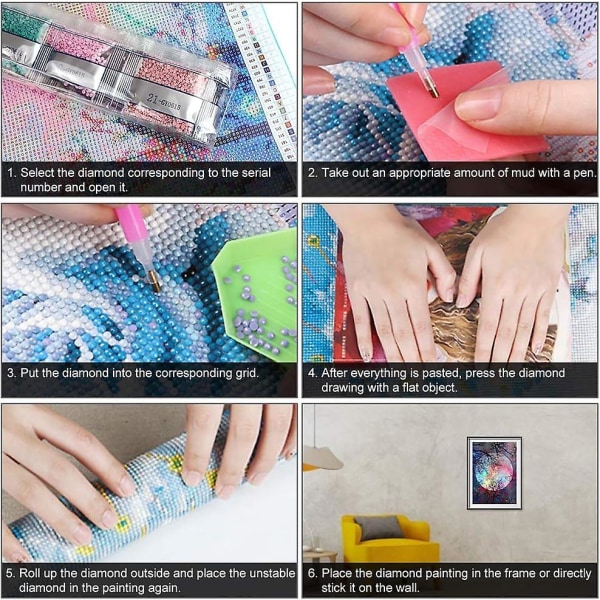 5D timanttimaalaus, DIY timanttimaalauskuu-setit, timanttimaalauskuvat lapsille / aikuisille