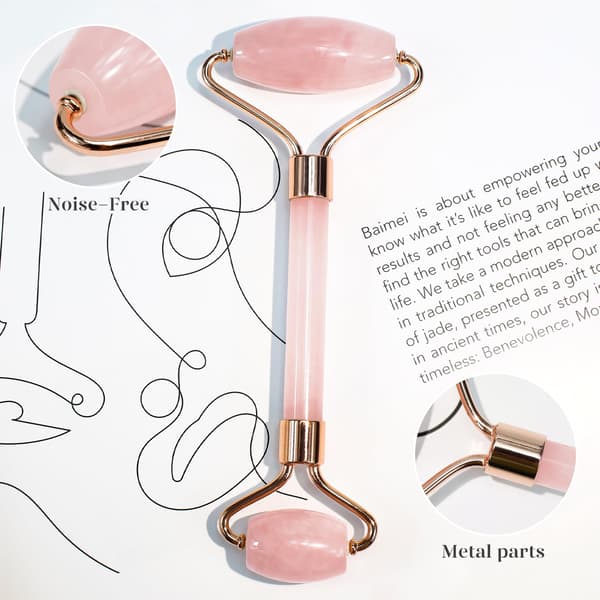 Gua Sha og ansigtsrulle, rulle Rose Quartz Gua Sha sten