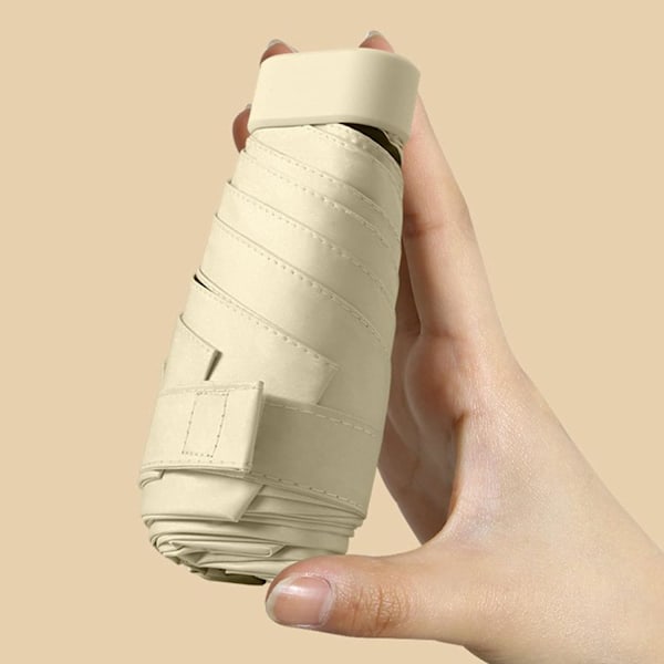 Sammenfoldelig rejse paraply, lille kompakt paraply til sol og regn vindafvisende UV paraply med lynlås etui til kvinder piger