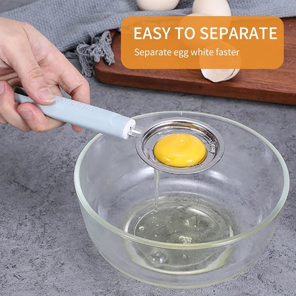 Æggeseparator, rustfrit stål æggeblomme separator lyseblå