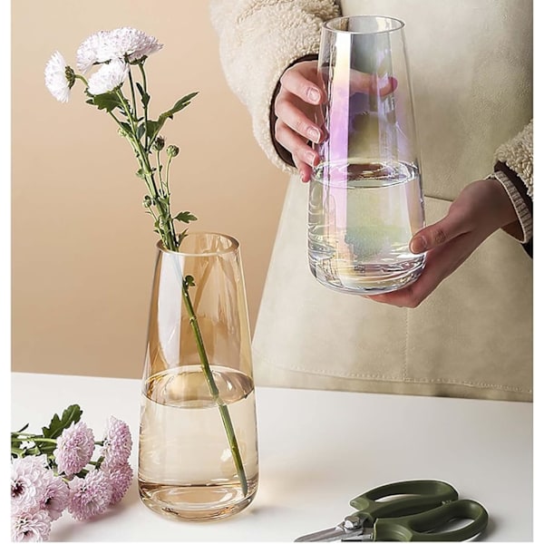 Glasblomstervase, tykke glascenterstykker, moderne klare vaser til hjemmet, blomsterarrangementsvase til mors dag, bryllupsreception, housewarming